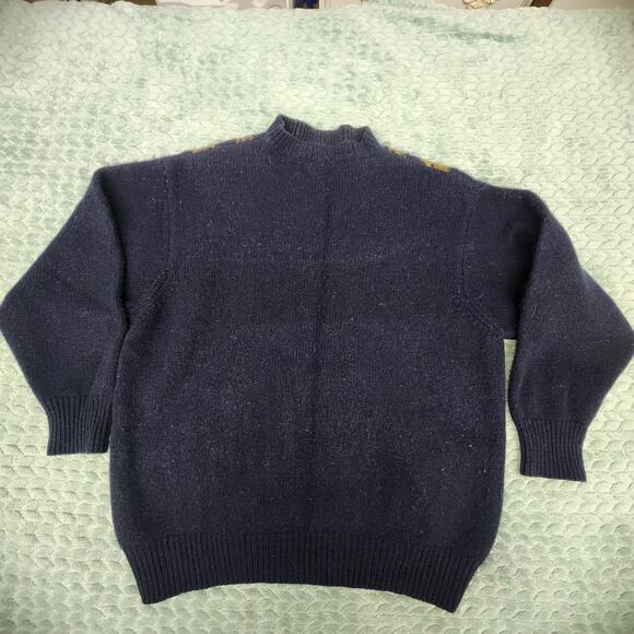 Vintage Benetton Shetland Wool Geometric Chunky Pullover Sweater Sz Medium Large - Picture 9 of 9
